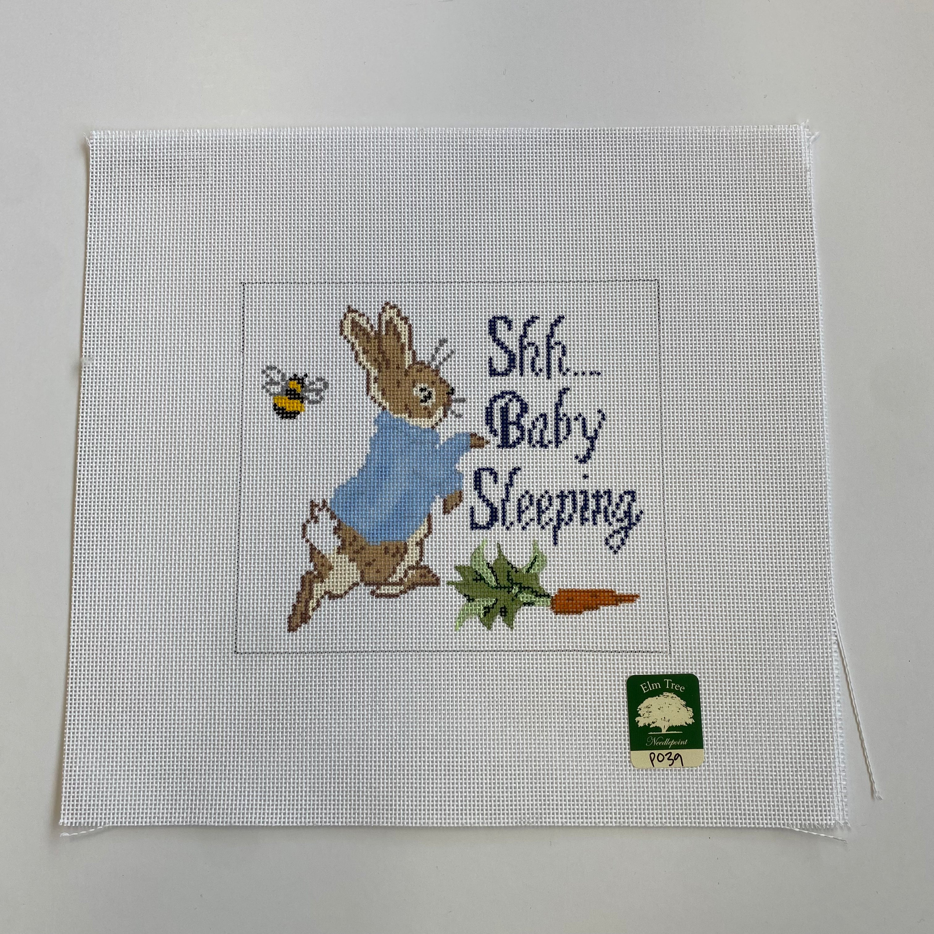 Shh Baby Sleeping Bunny Canvas - KC Needlepoint