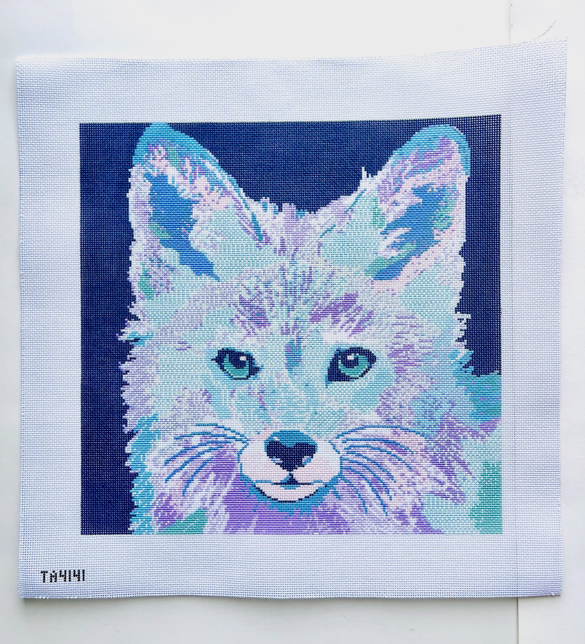 Fox on Blue Needlepoint Canvas - KC Needlepoint