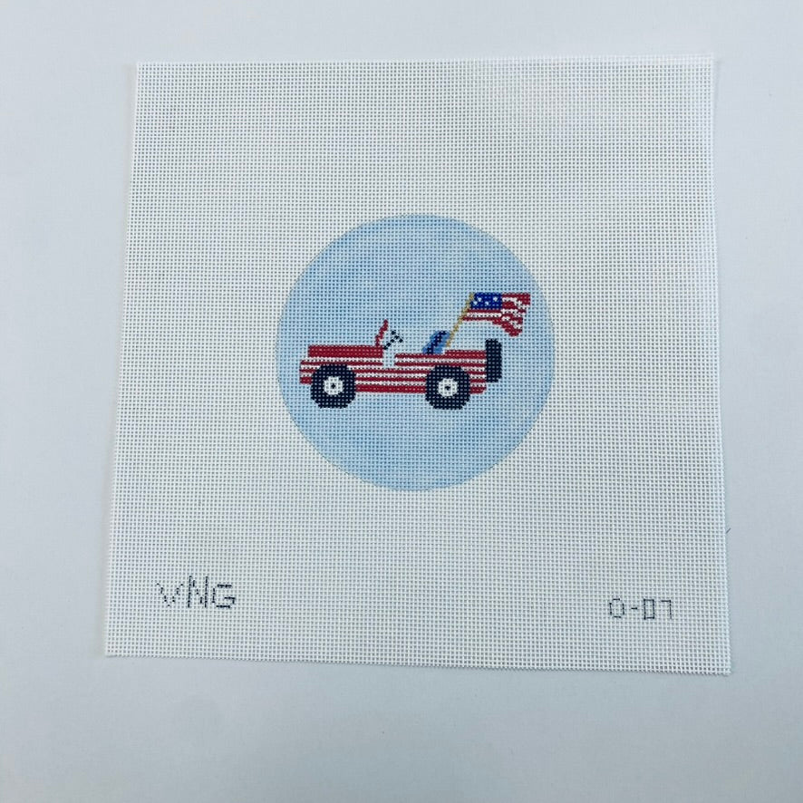 Patriotic Jeep Round Canvas