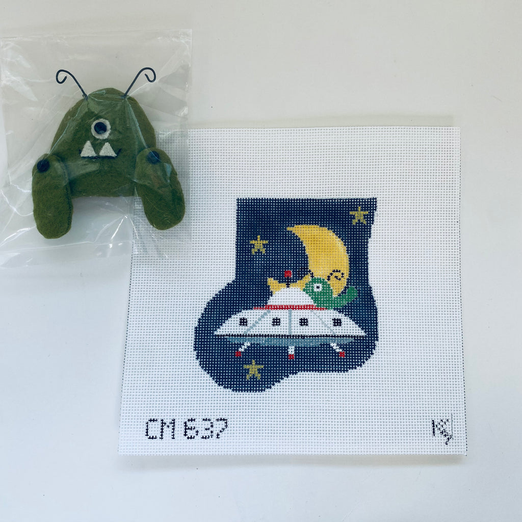 UFO with Alien Mini Sock Canvas