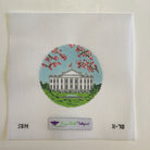 White House with Cherry Blossoms Canvas - KC Needlepoint