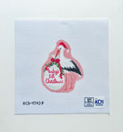 Baby's First Christmas Pink Stork Canvas - KC Needlepoint