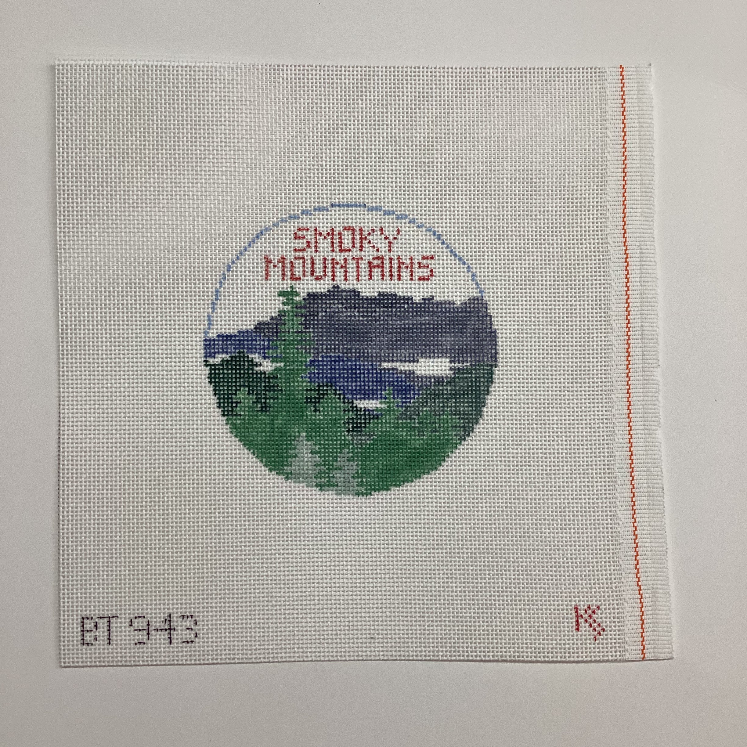 Smoky Mountains Travel Round Canvas - KC Needlepoint