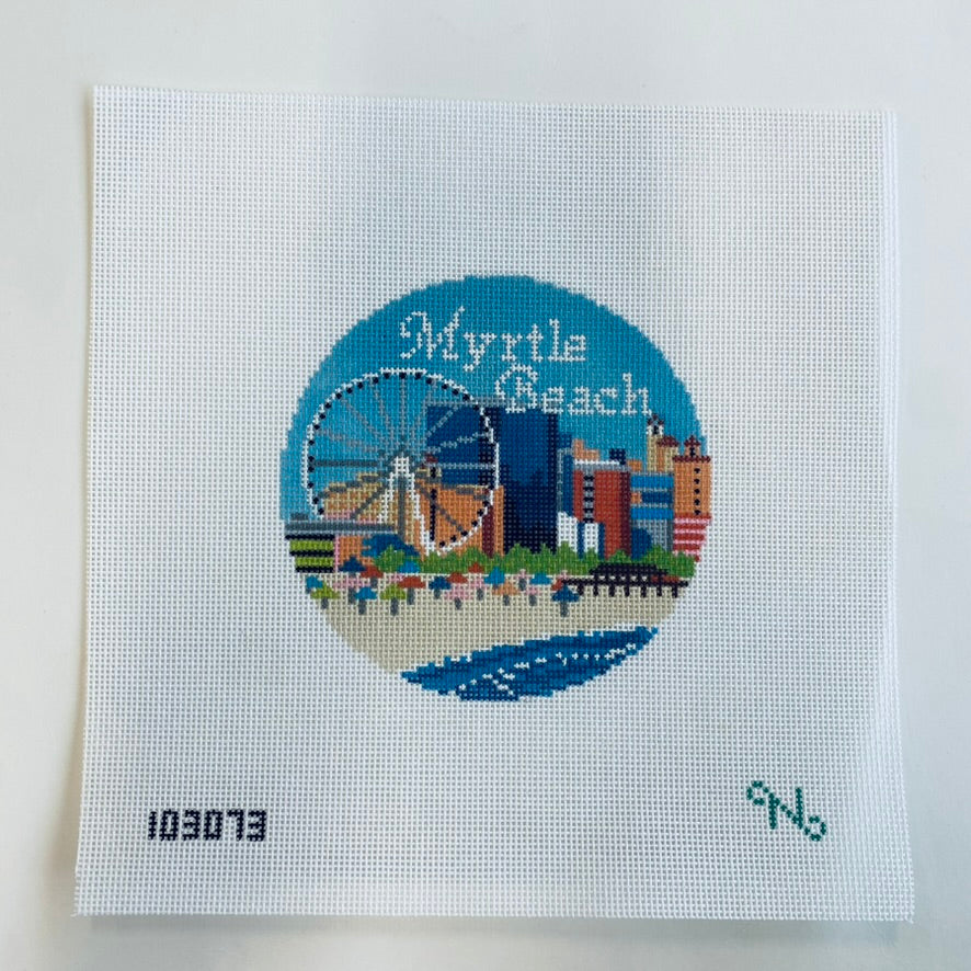 Myrtle Beach Travel Round Canvas - KC Needlepoint