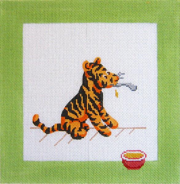 Tigger and Bowl Needlepoint Canvas - KC Needlepoint