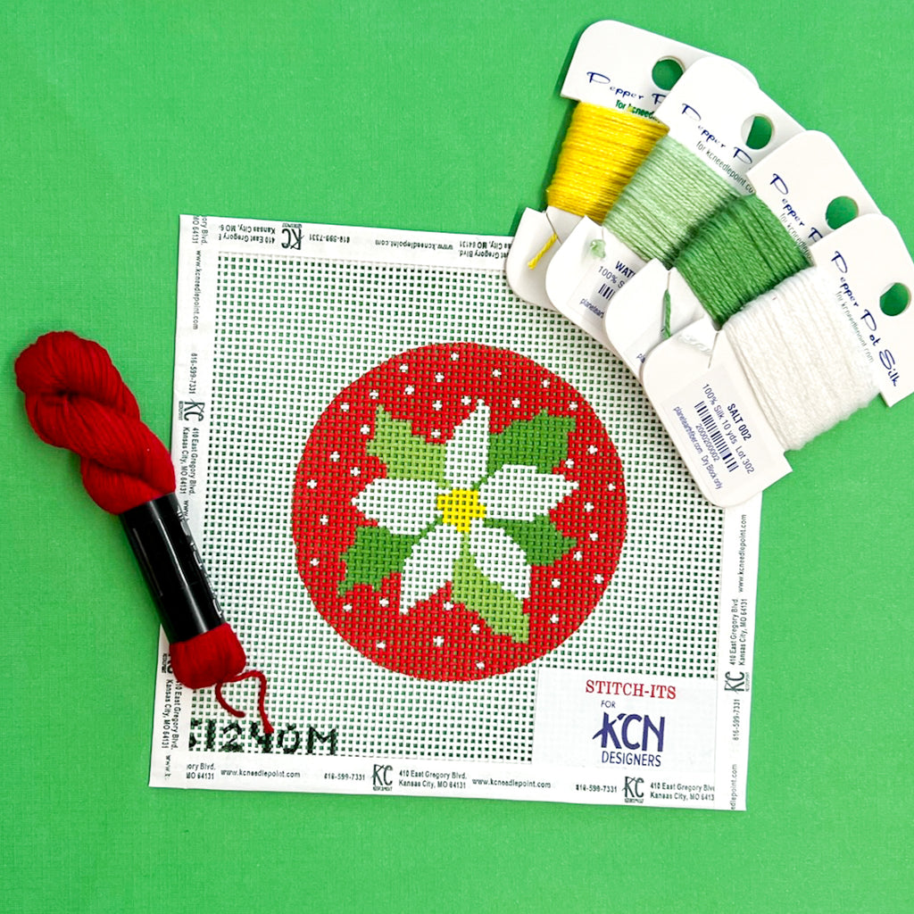 Flower on Red Kit - KC Needlepoint