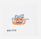 Pumpkin with Blue Bow Canvas - KC Needlepoint