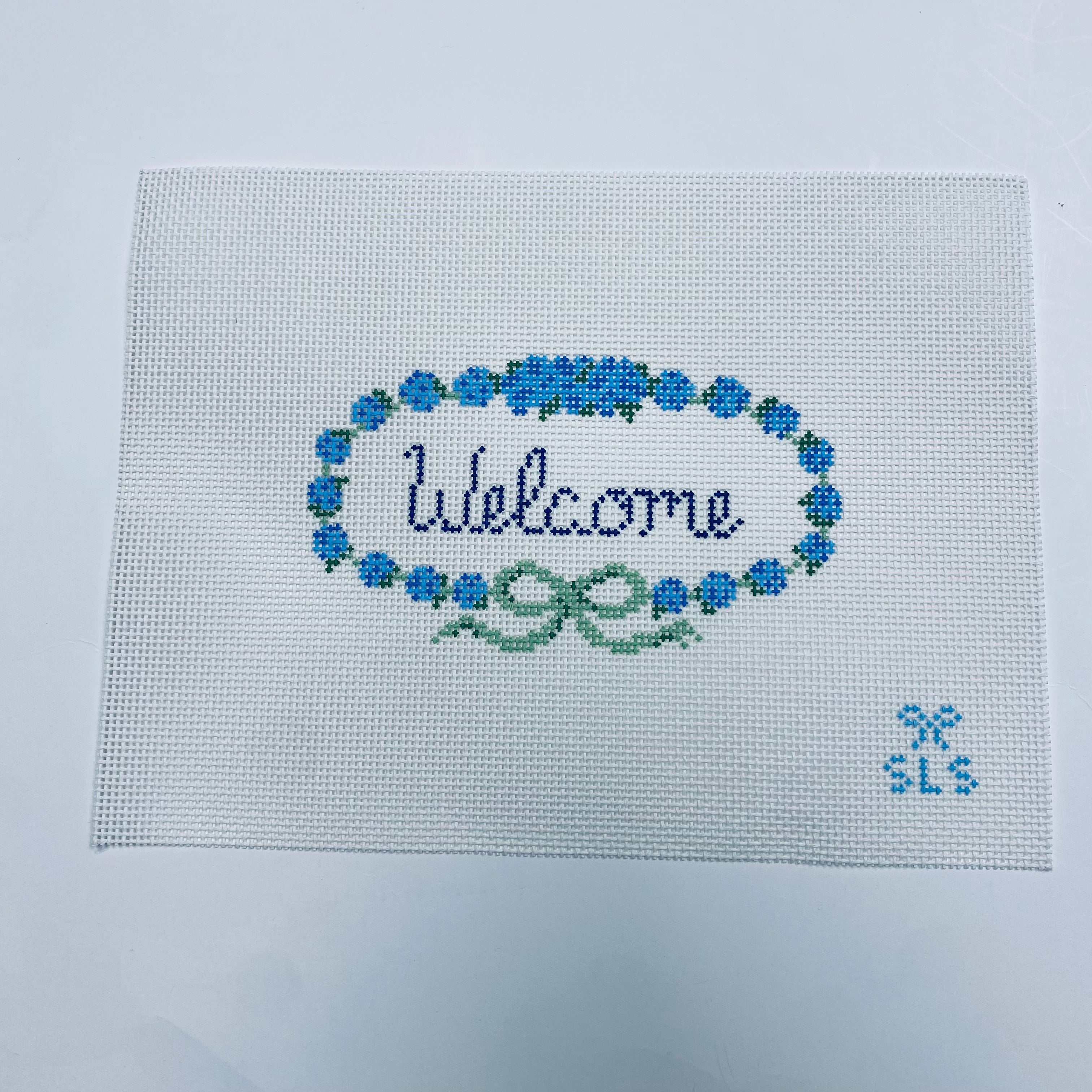 Welcome Hydrangea Canvas - KC Needlepoint