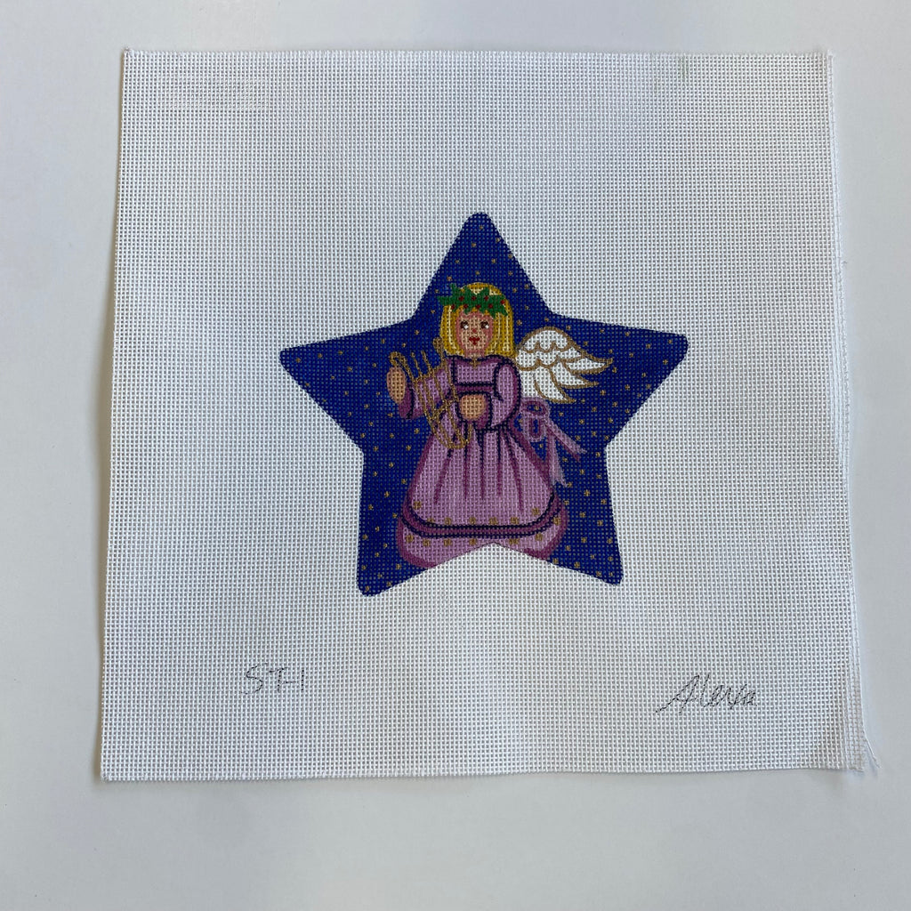 Purple Angel Star Canvas - KC Needlepoint