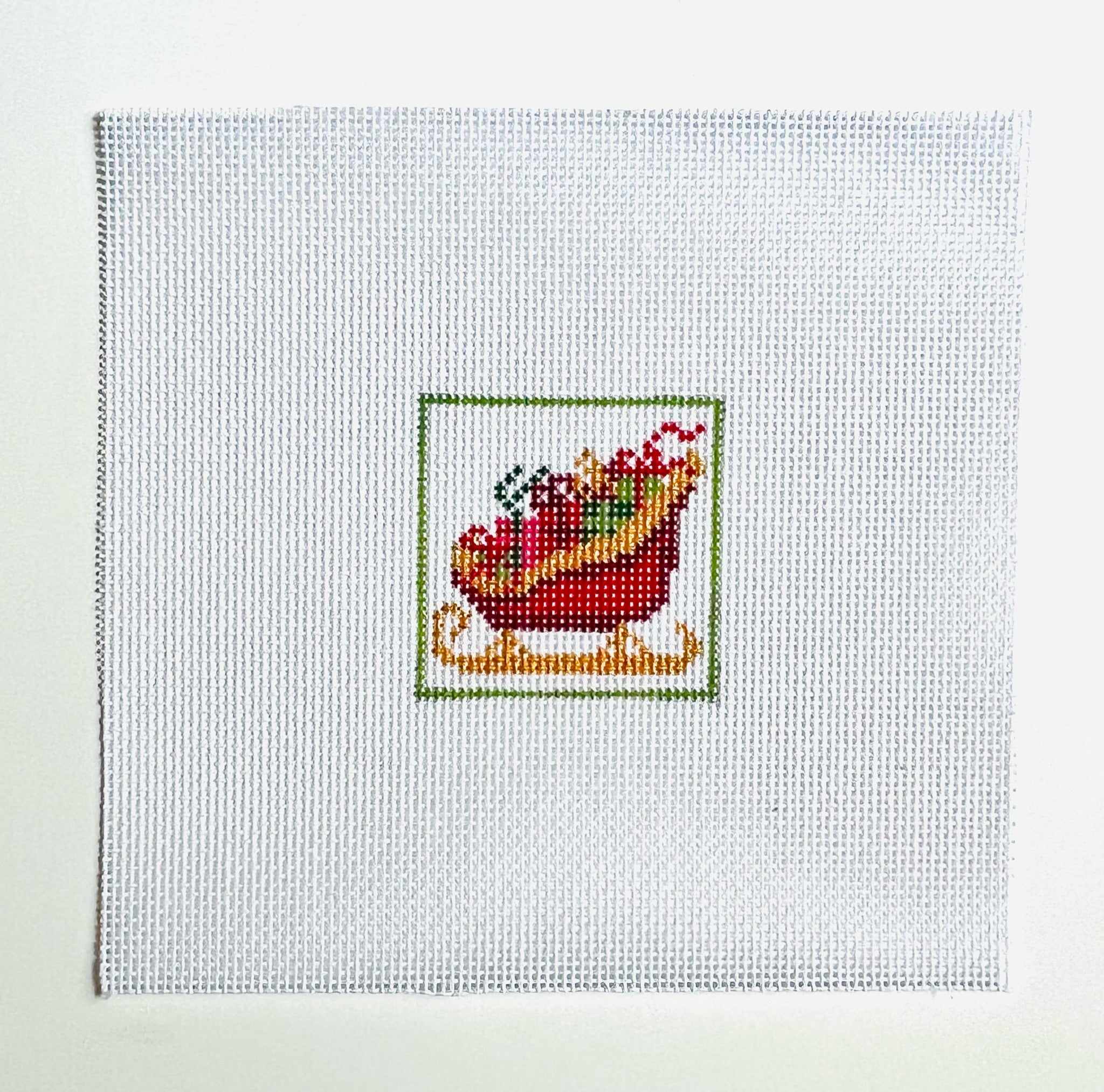 Santa's Sleigh Square Canvas - KC Needlepoint