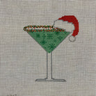 Grasshopper with Santa Hat Martini Canvas - KC Needlepoint