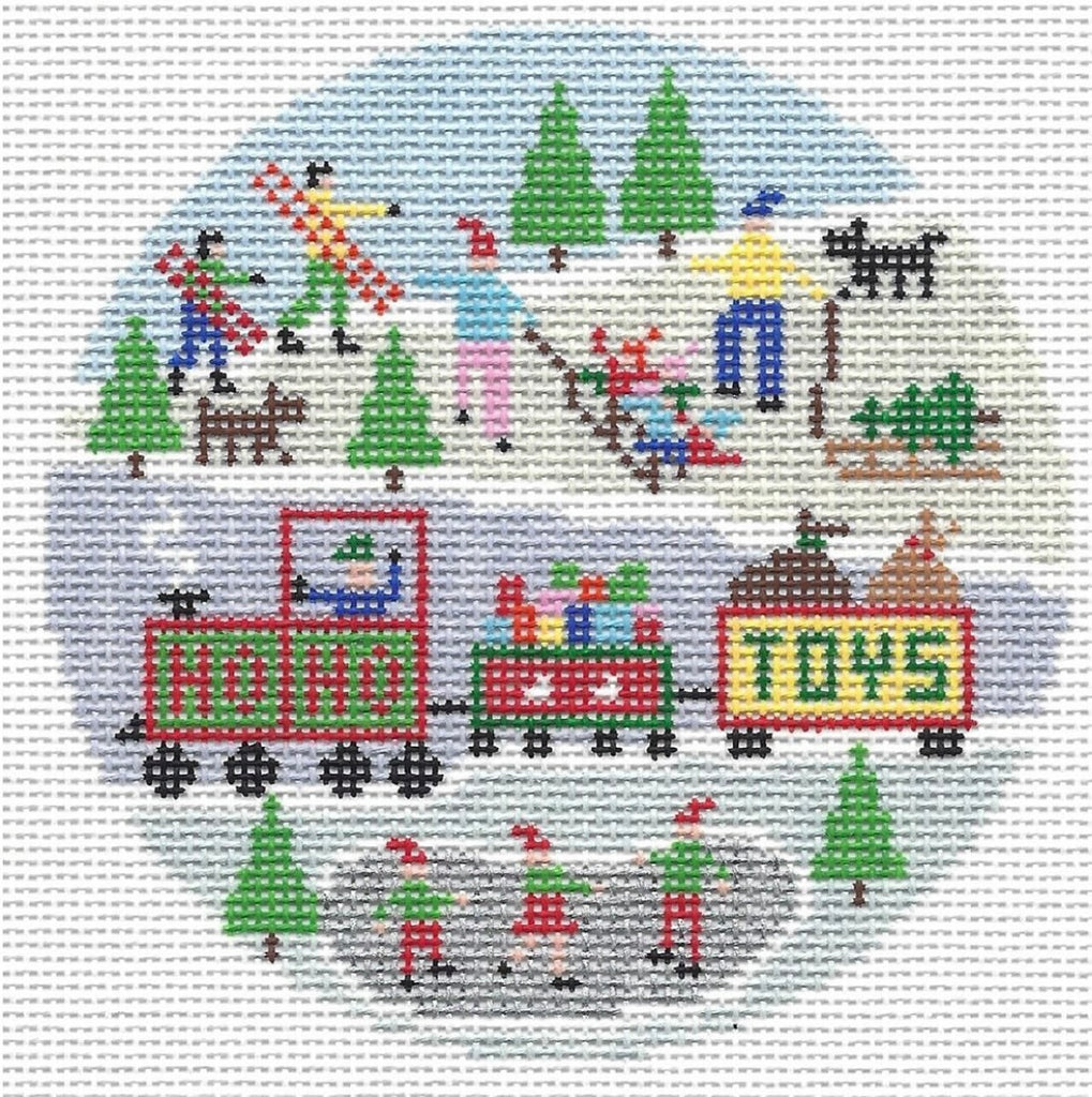 Toy Train Round Canvas