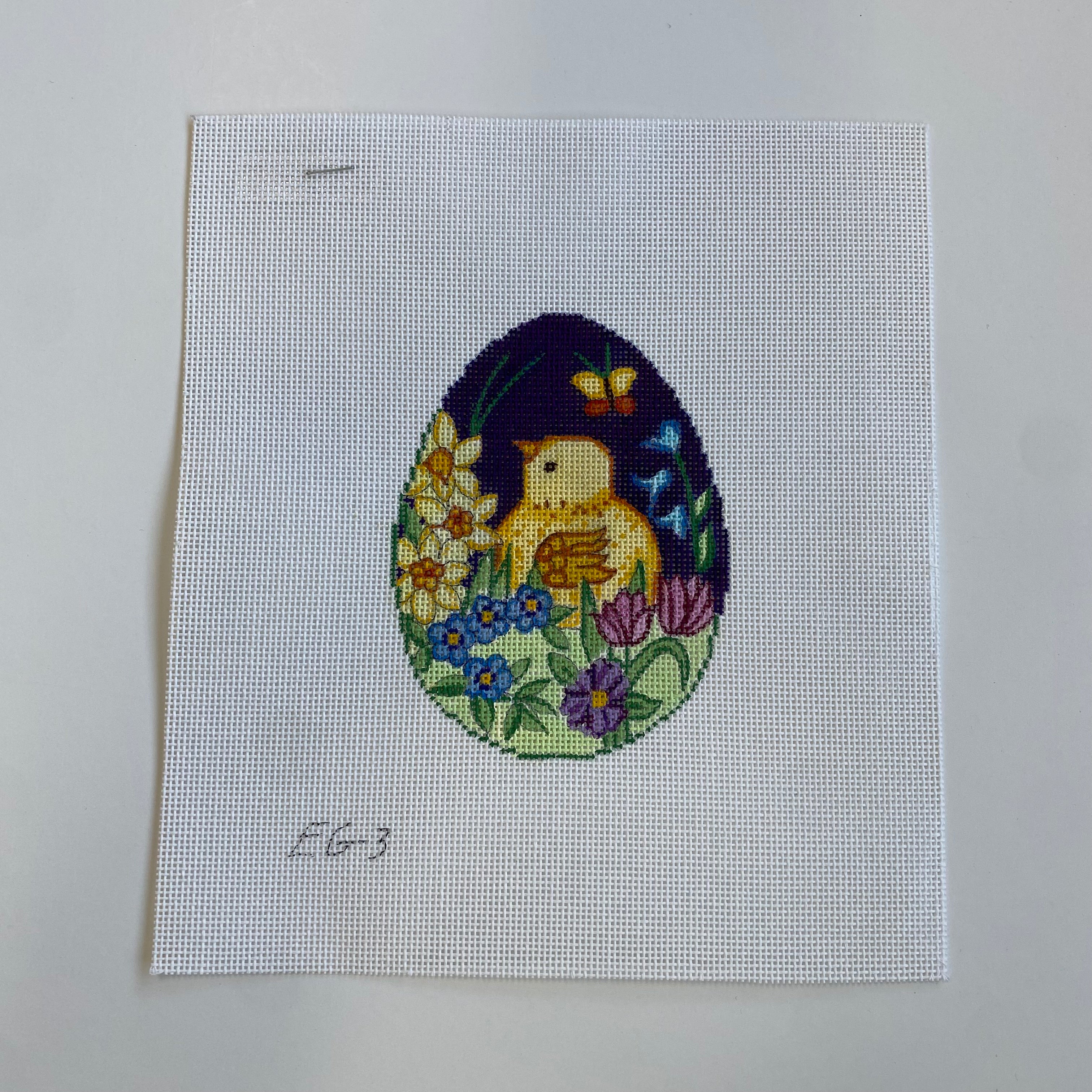 Chick in Egg Canvas - KC Needlepoint