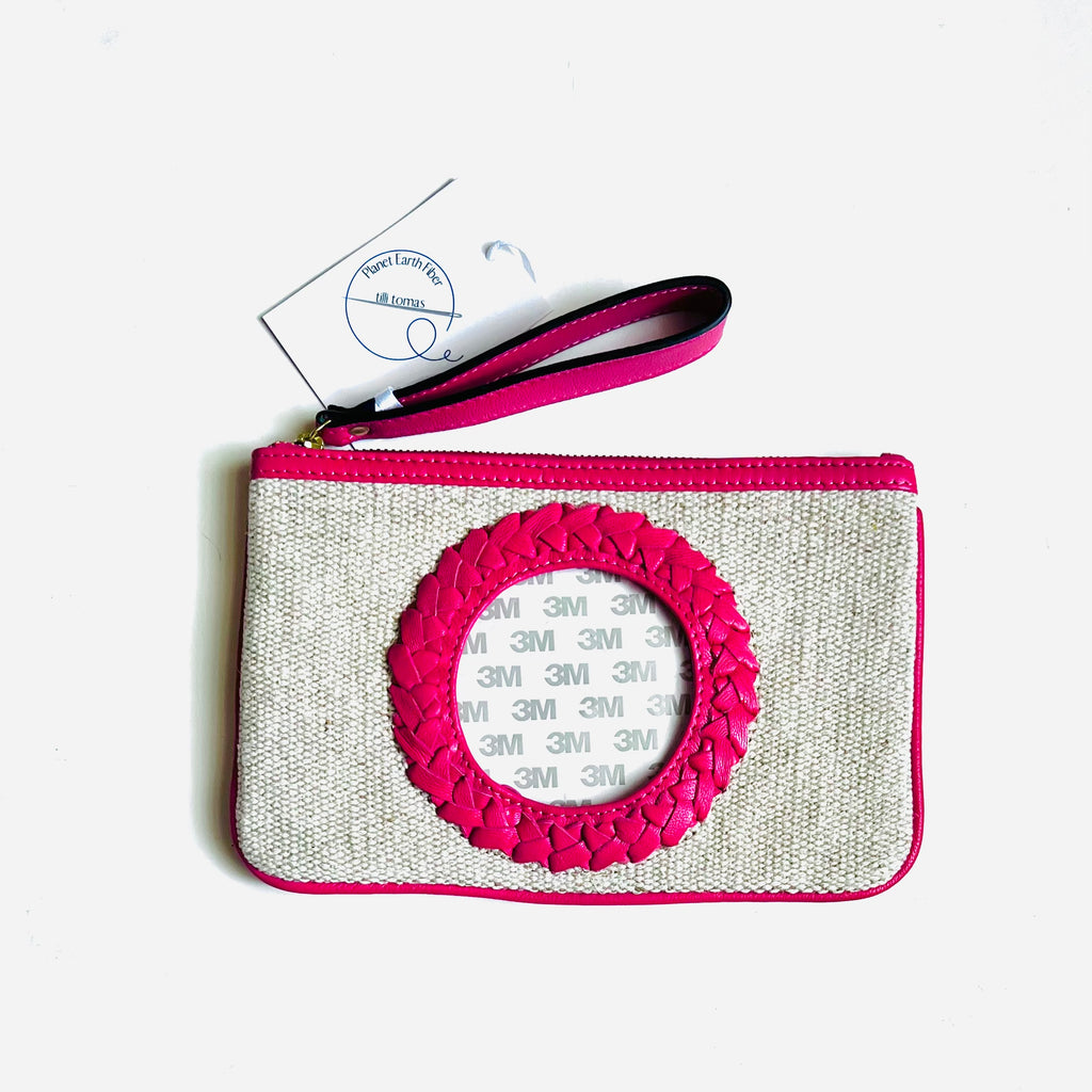 Leather Trimmed Self Finishing Canvas Clutch