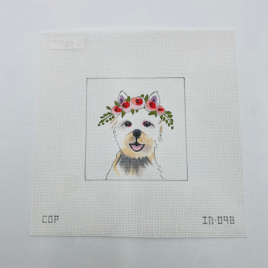 Westie with Flowers Canvas