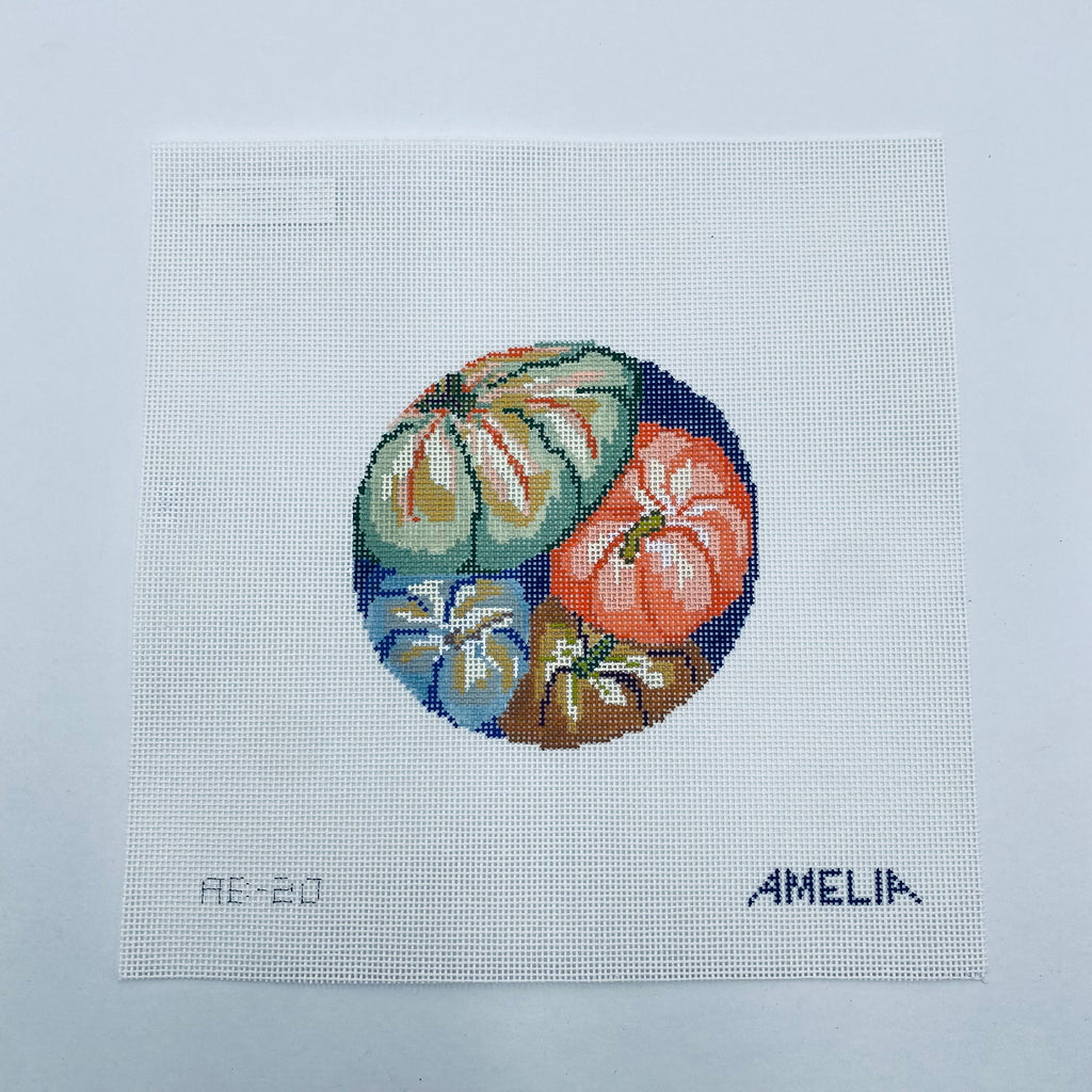 Tumbling Pumpkins Round Canvas