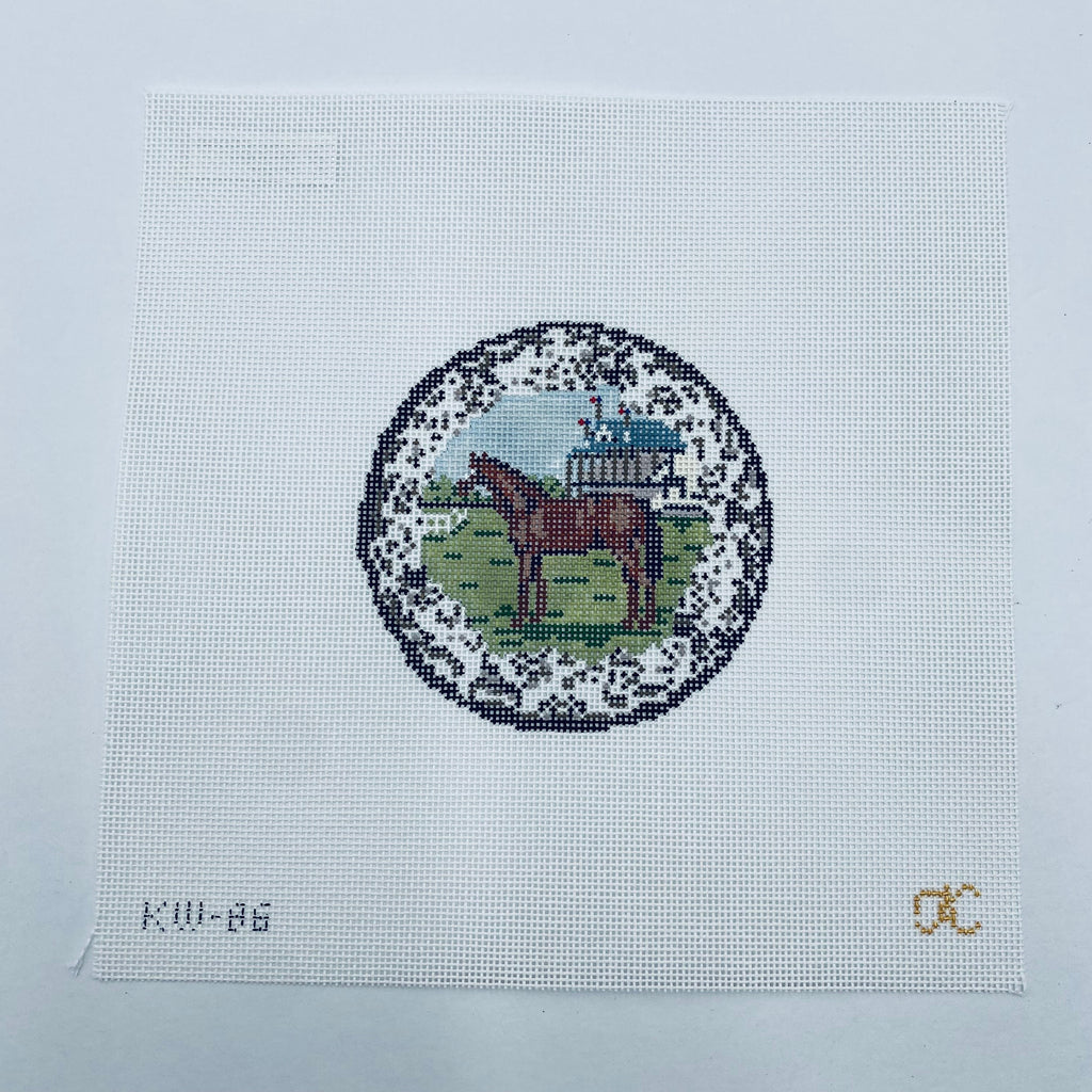 Transferware Horse Round Canvas