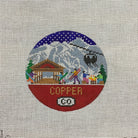 Copper Mountain Travel Round Needlepoint Canvas - KC Needlepoint