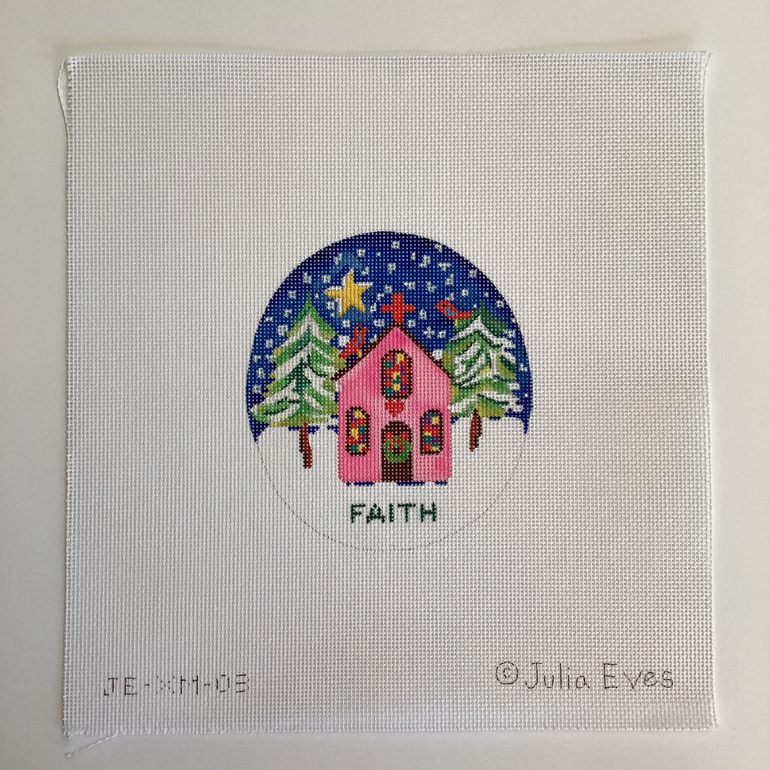 Pink Church Faith Needlepoint Canvas - KC Needlepoint