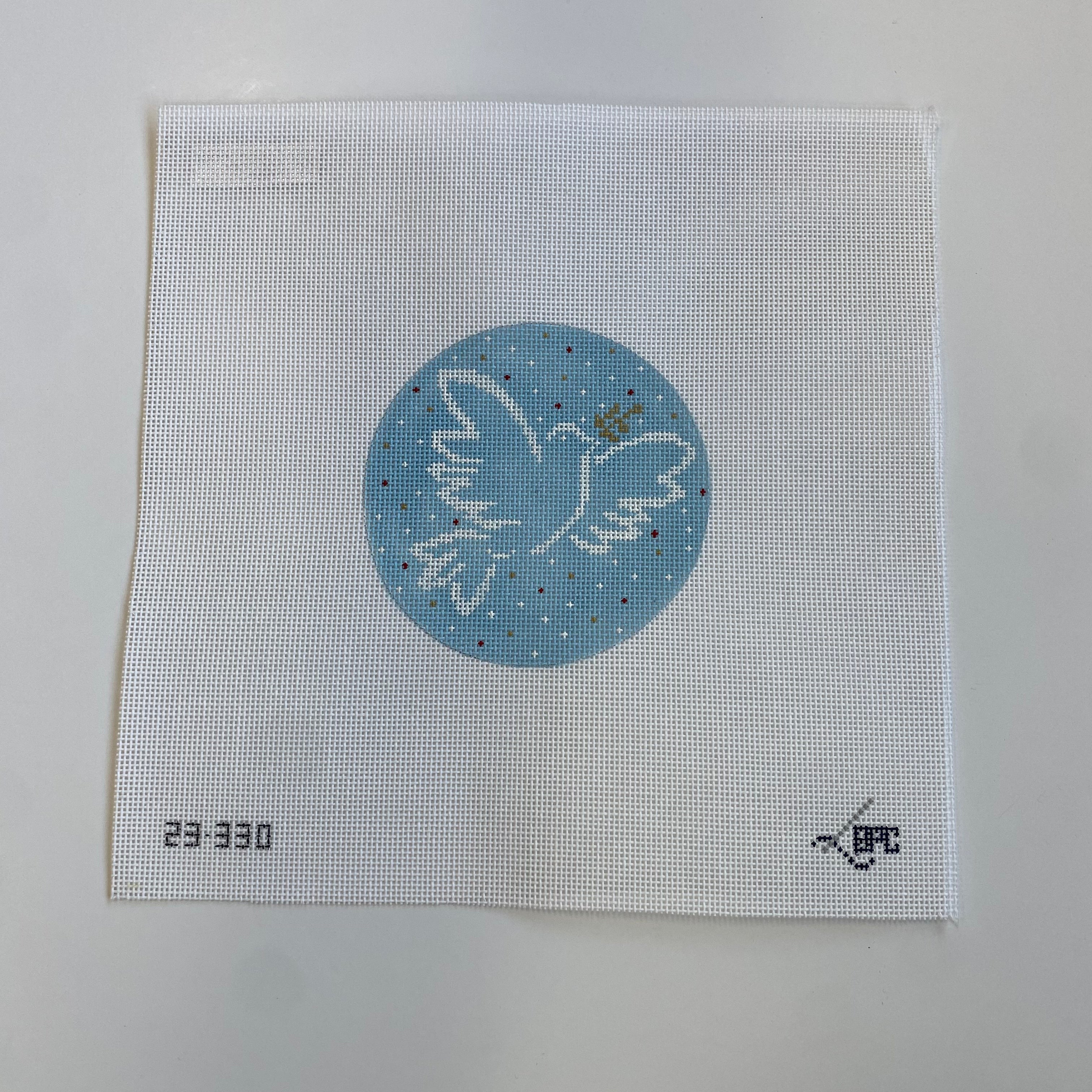 Blue Dove  Round Canvas - KC Needlepoint