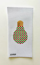 Red and Green Check Light Bulb Canvas - KC Needlepoint