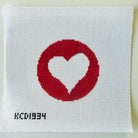 Pink White Heart Round Canvas - KC Needlepoint