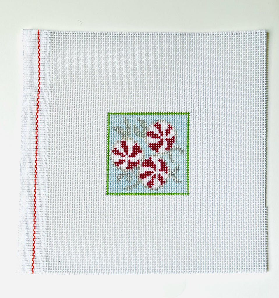 Peppermint Square Canvas - KC Needlepoint