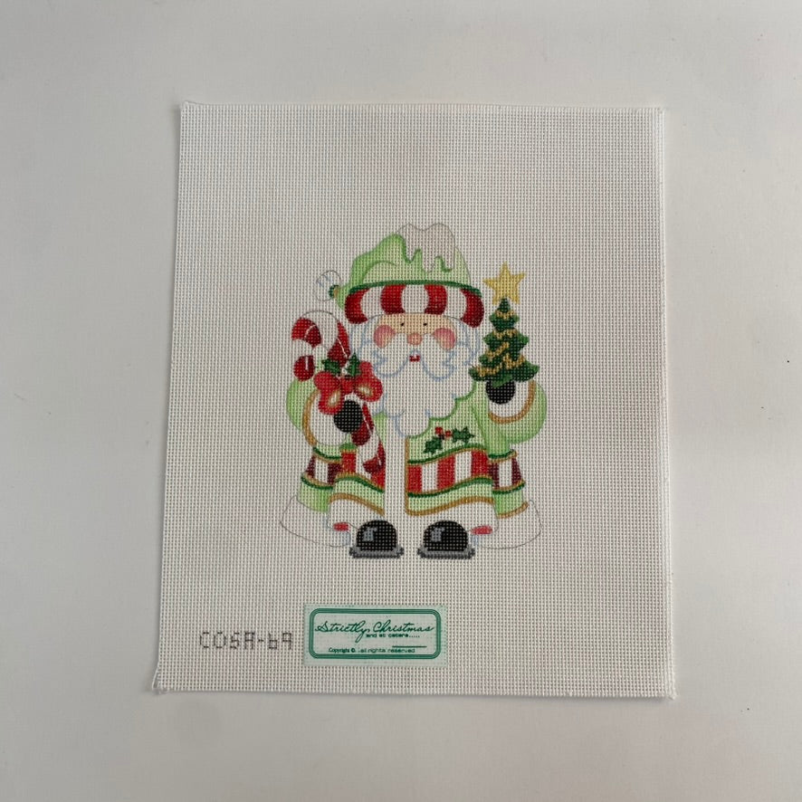 Candy Cane Squatty Santa Canvas - KC Needlepoint