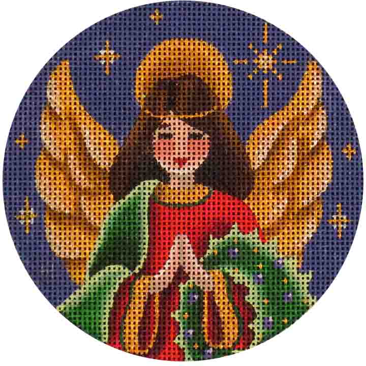 Wreath Angel Canvas - KC Needlepoint