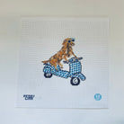 Golden on a Moped Canvas - KC Needlepoint