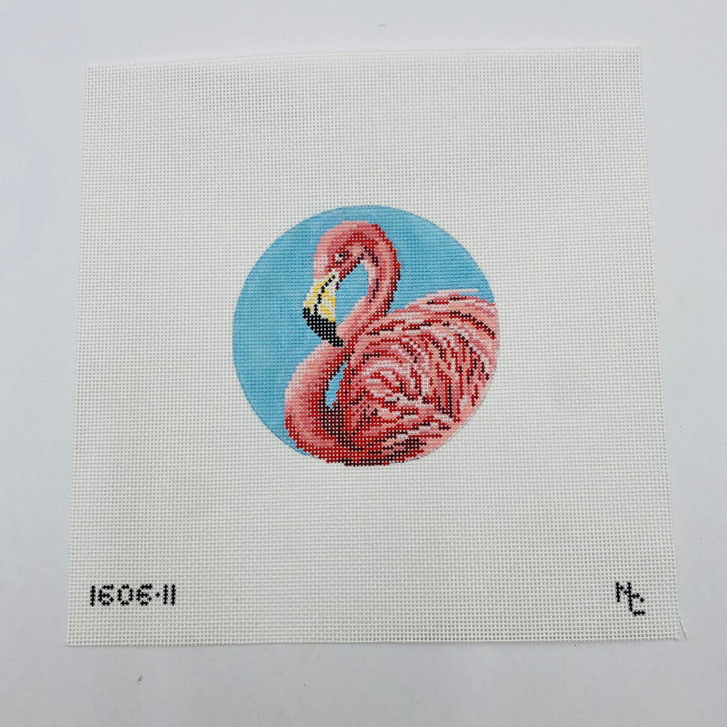 Pink Flamingo Round Canvas