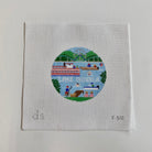 Lake Okoboji Travel Round Canvas - KC Needlepoint