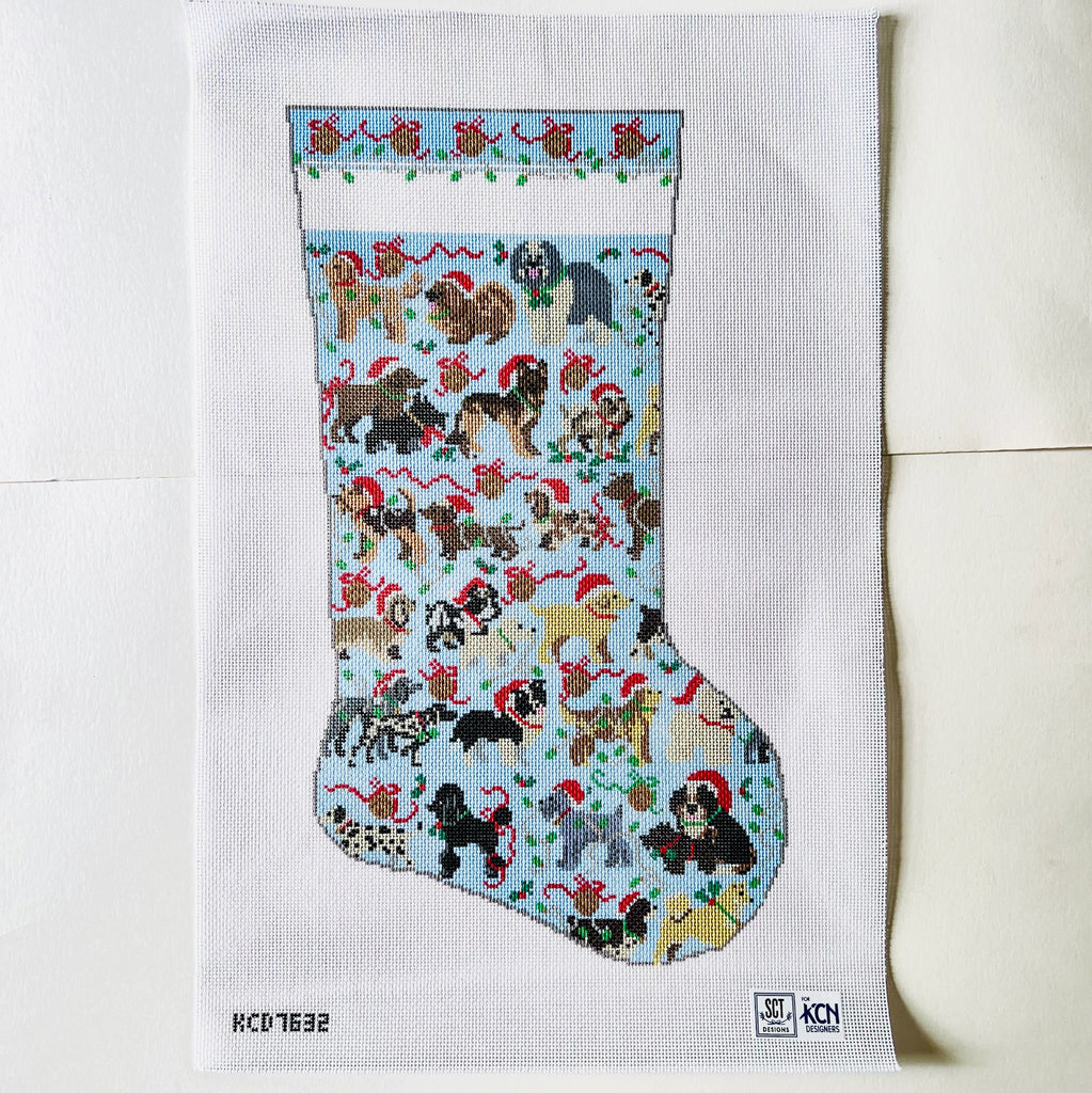 Blue Dog Stocking Canvas