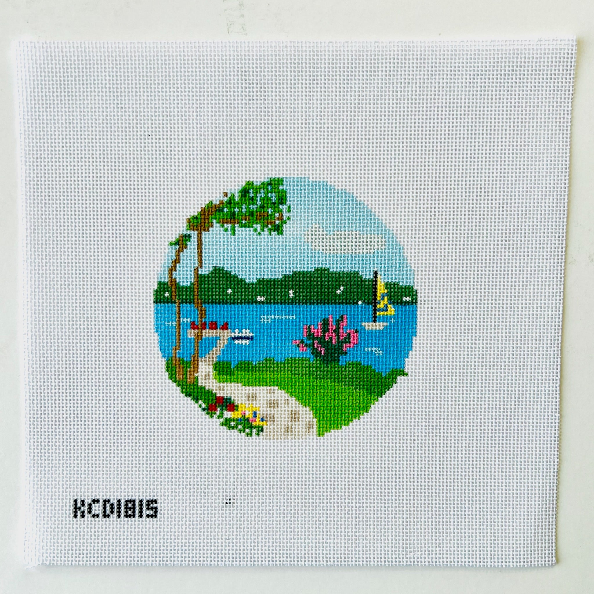 Bear Lodge Round Canvas - KC Needlepoint