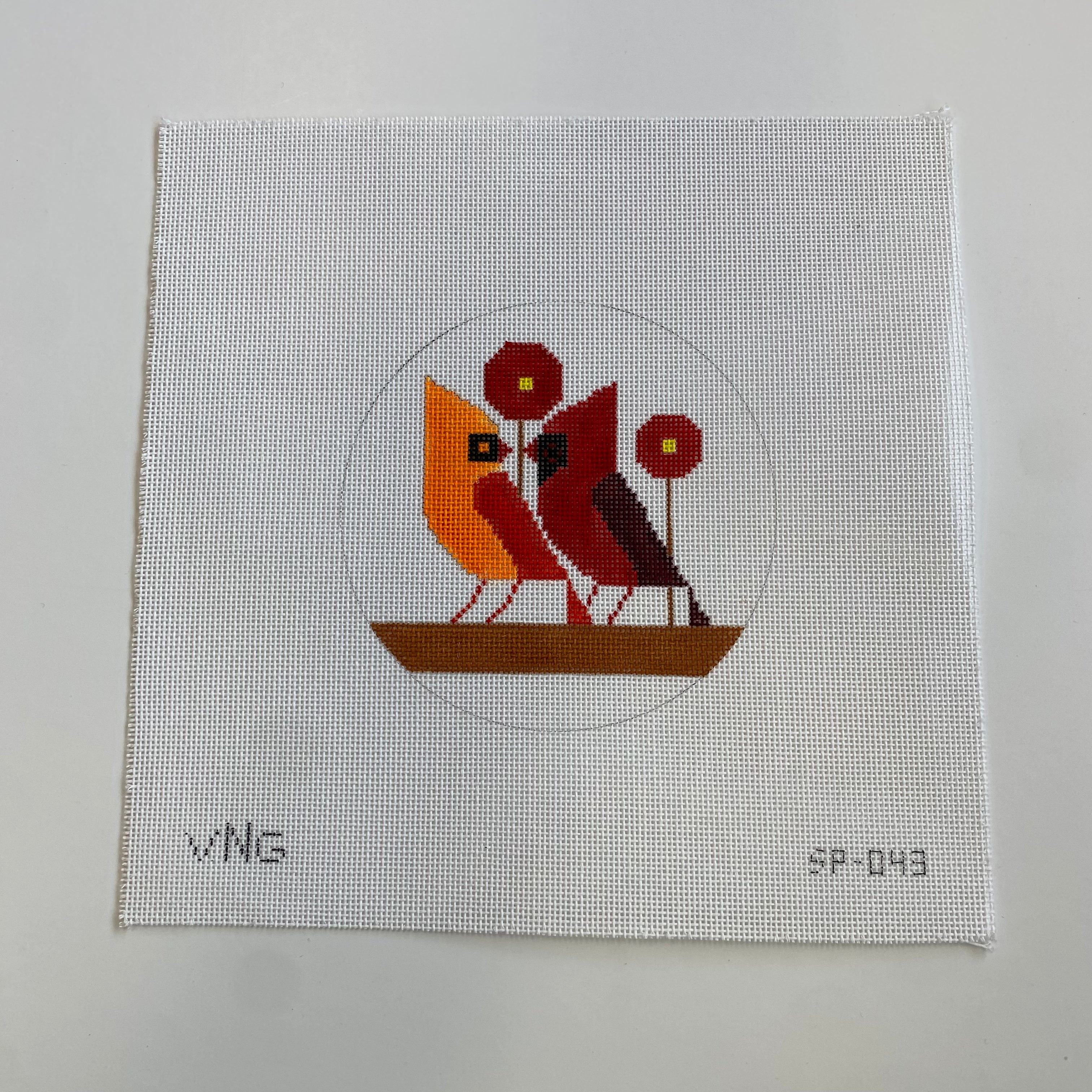 Pair of Cardinals Canvas - KC Needlepoint