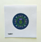 Thistle Round On Navy Canvas - KC Needlepoint