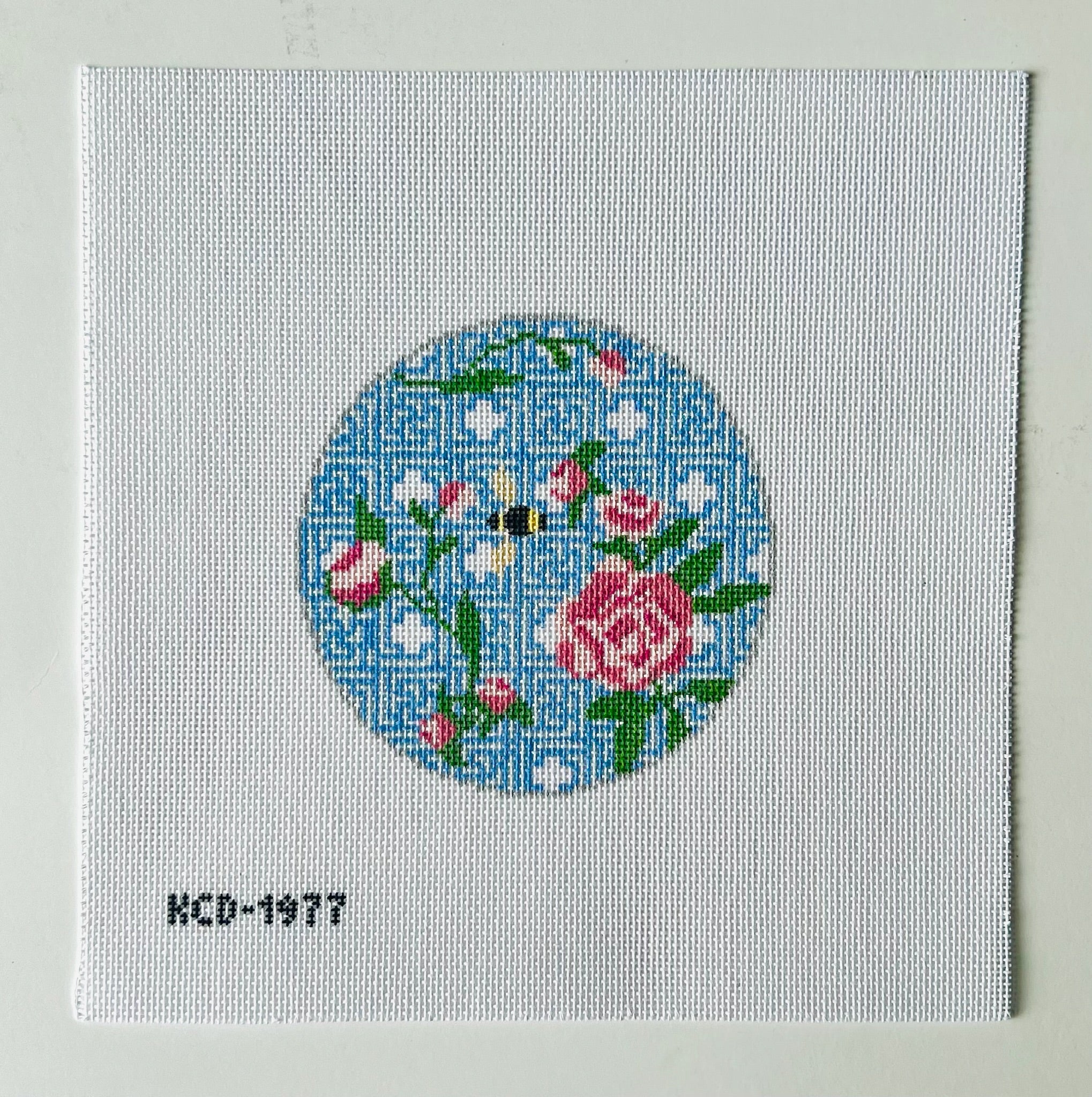 Peonies on Kristen Round Canvas - KC Needlepoint