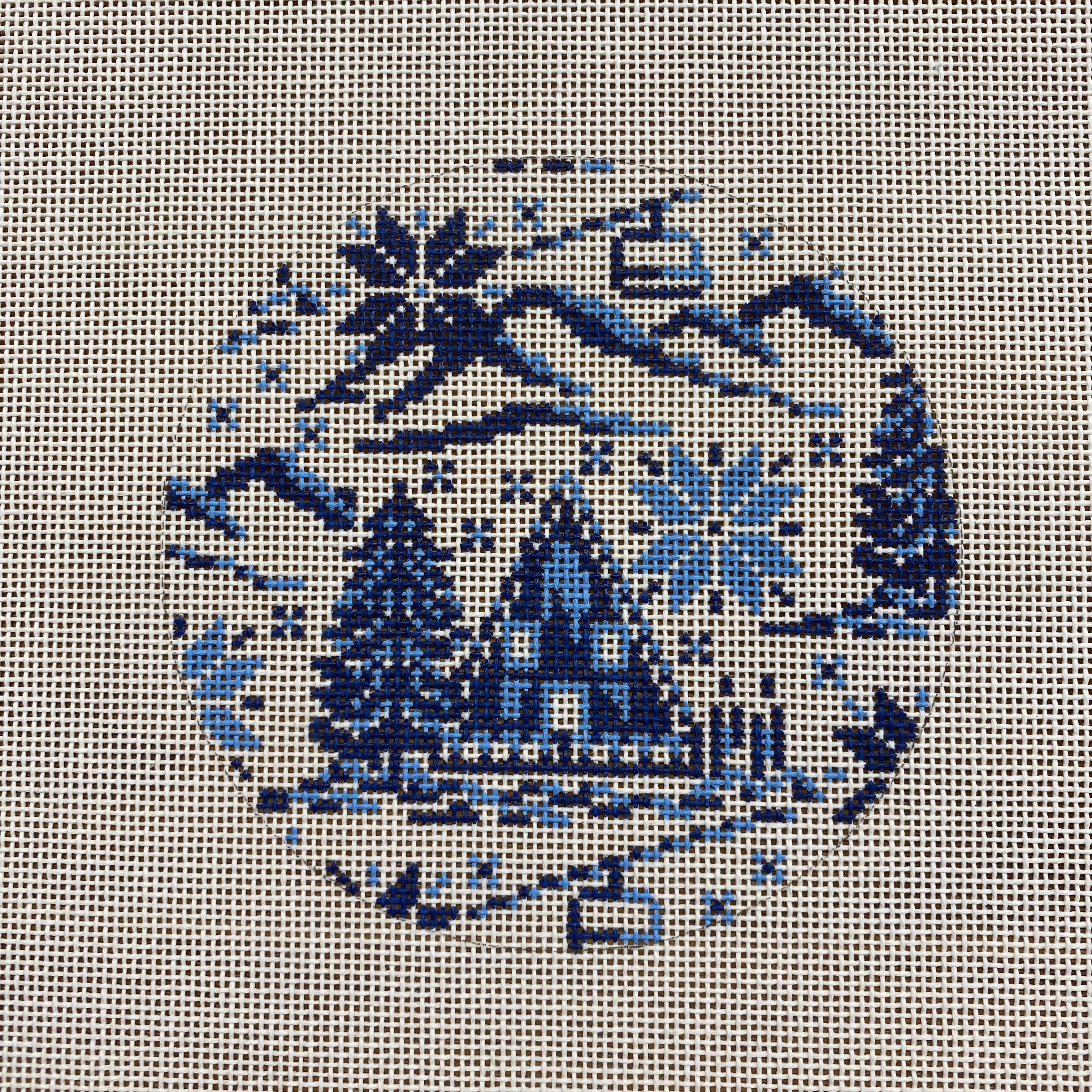 Winter Round Canvas - KC Needlepoint