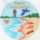 Turks & Caicos 4" Travel Round Needlepoint Canvas - KC Needlepoint