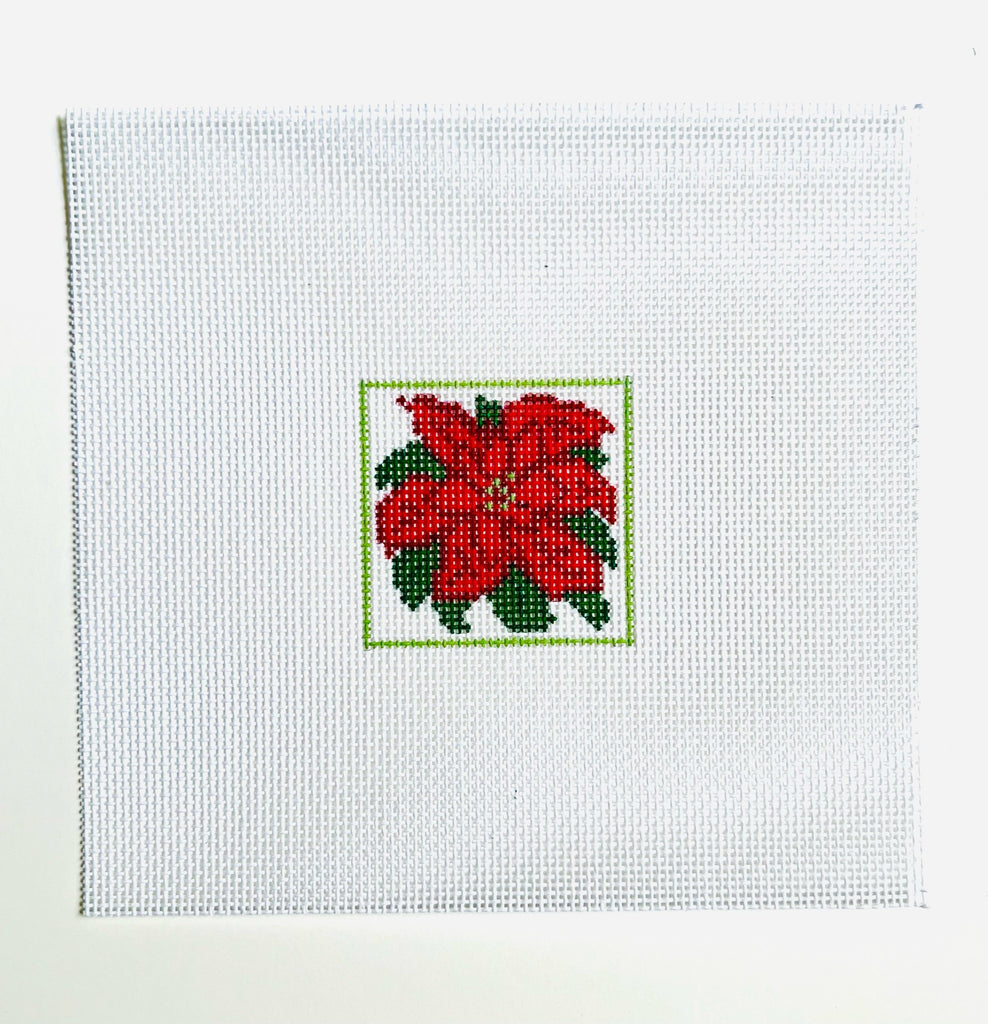 Poinsettia Square Canvas - KC Needlepoint