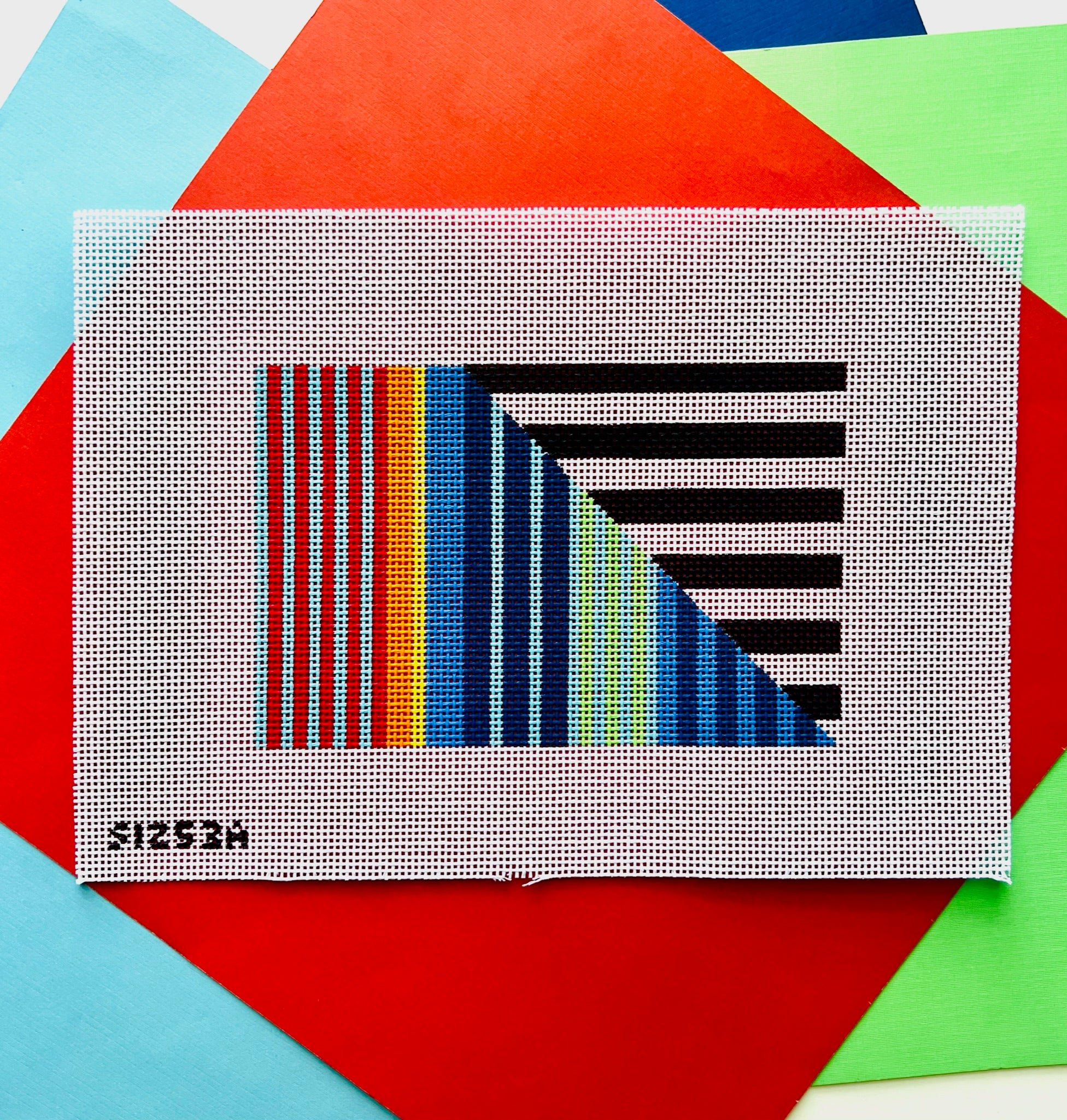 Striped Geometric Acrylic Purse Canvas - KC Needlepoint