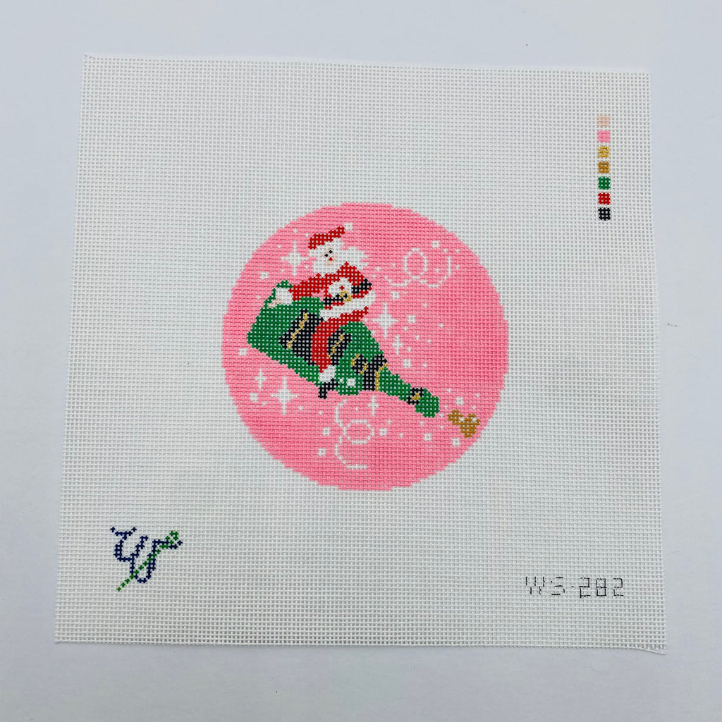 Champagne Santa Round Canvas