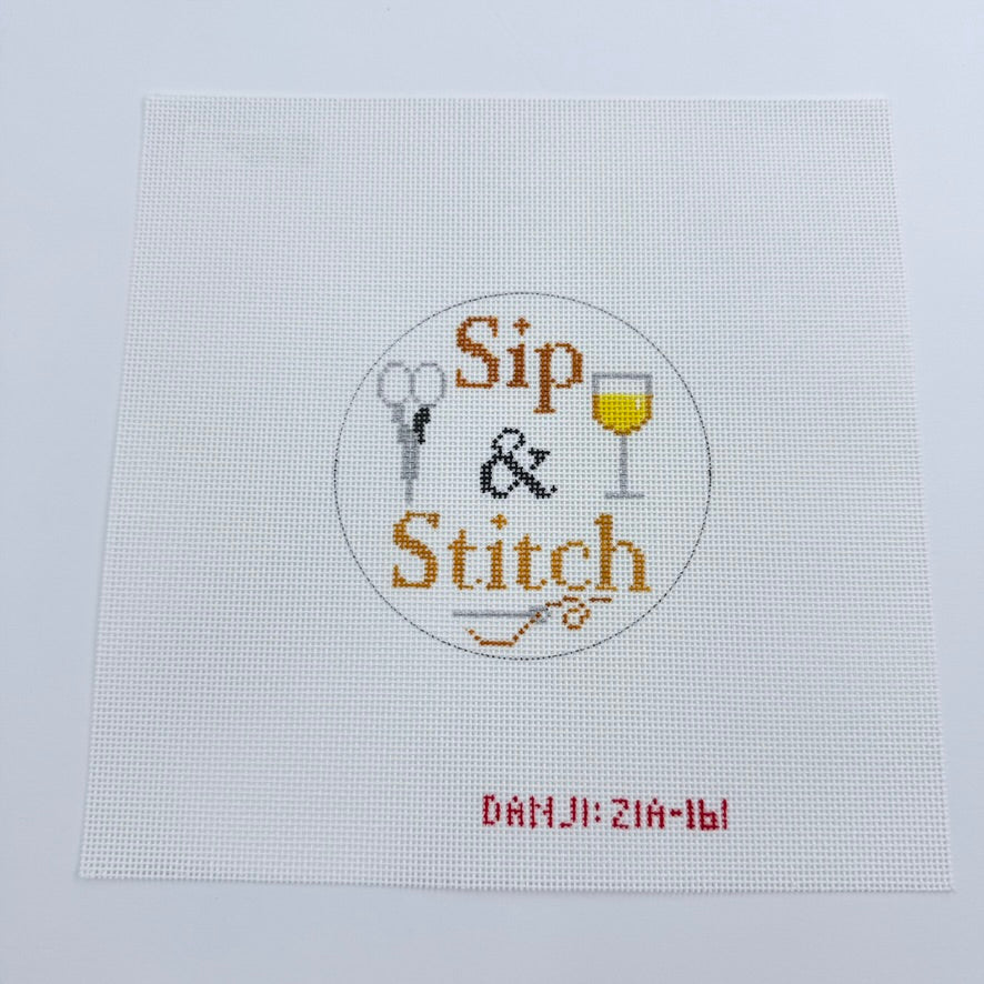 White Wine Sip & Stitch Canvas