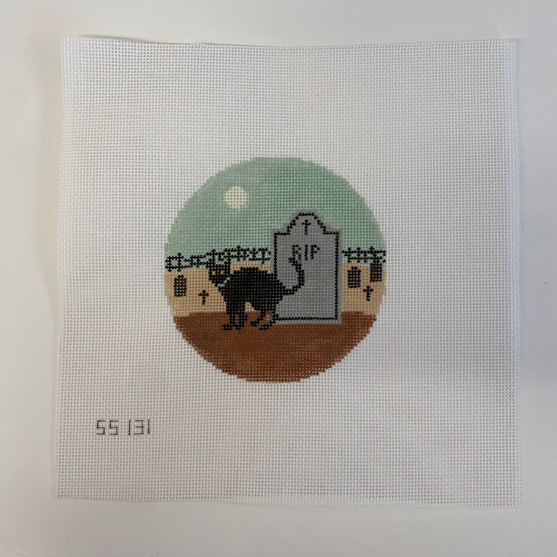 Cat in Graveyard Canvas - KC Needlepoint