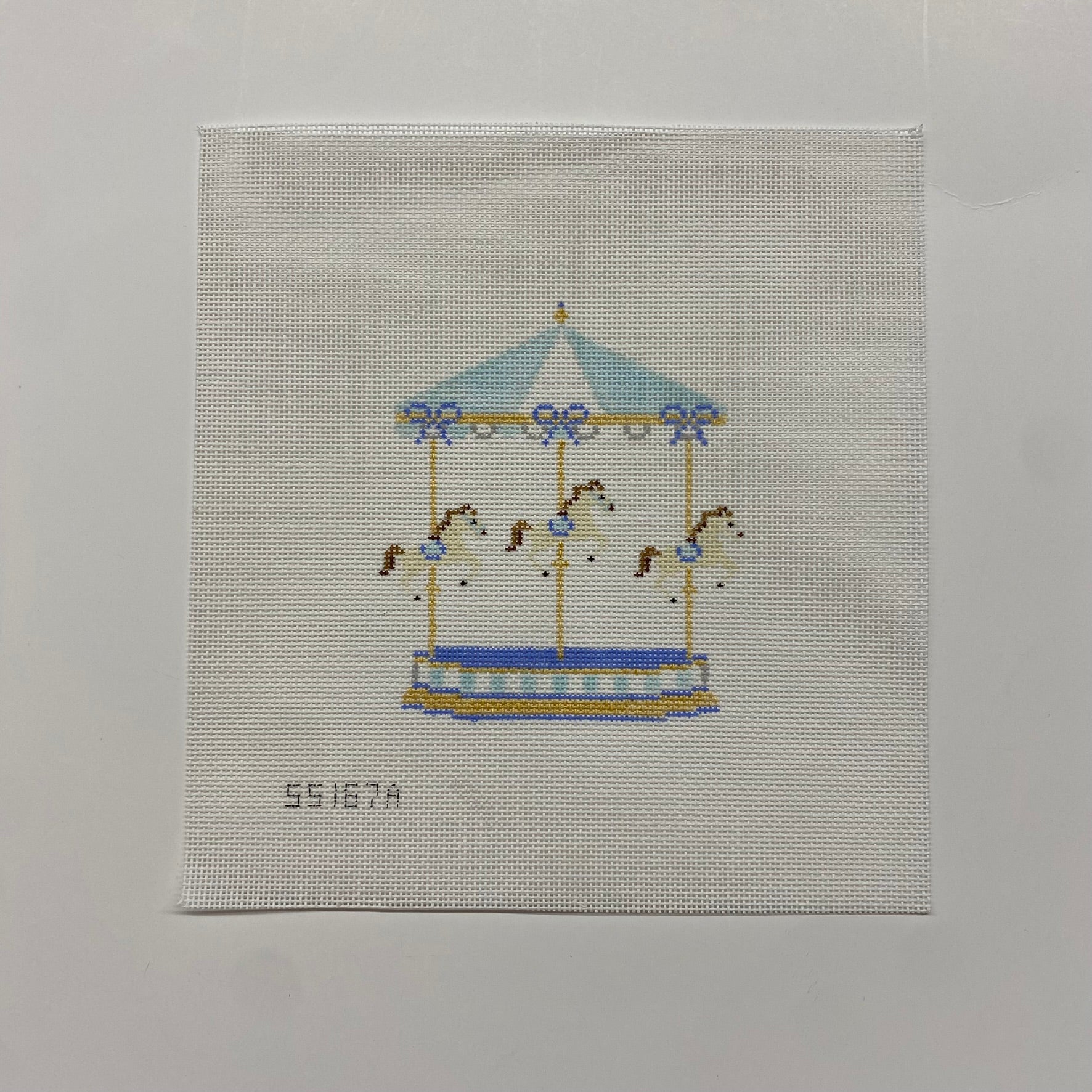 Blue Baby Carousel Canvas - KC Needlepoint