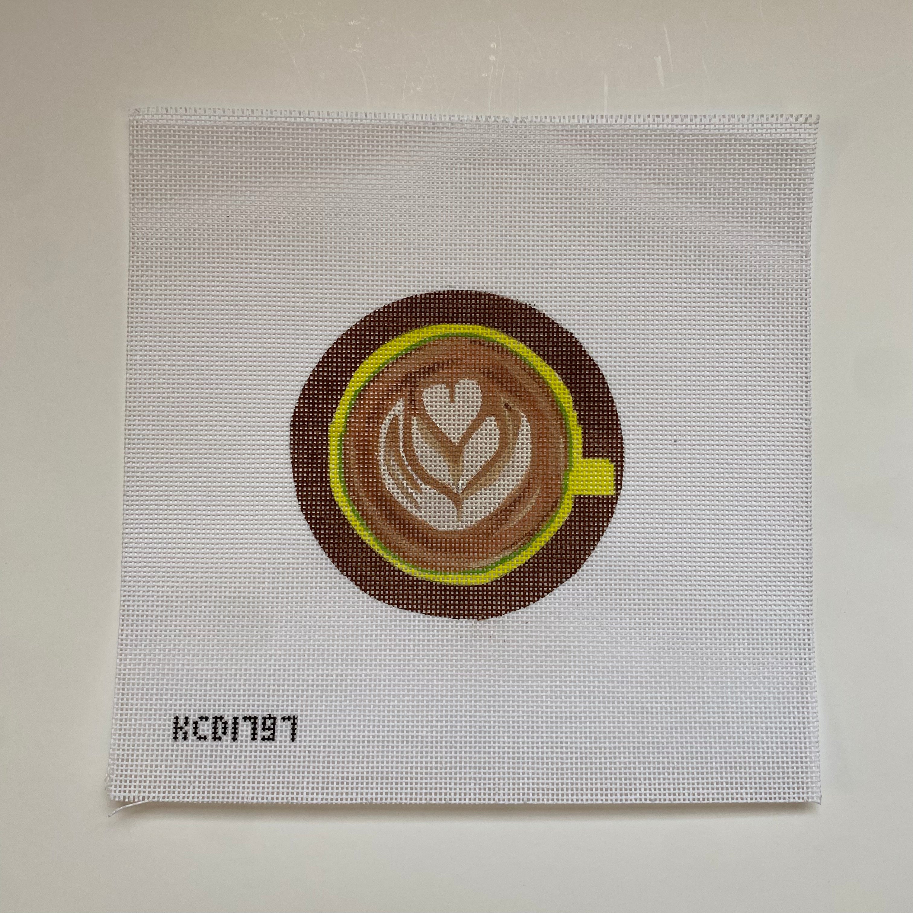 Latte Heart with Leaf Canvas - KC Needlepoint