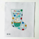 Happy Birthday Blue Ornament Sized Stocking Canvas - KC Needlepoint