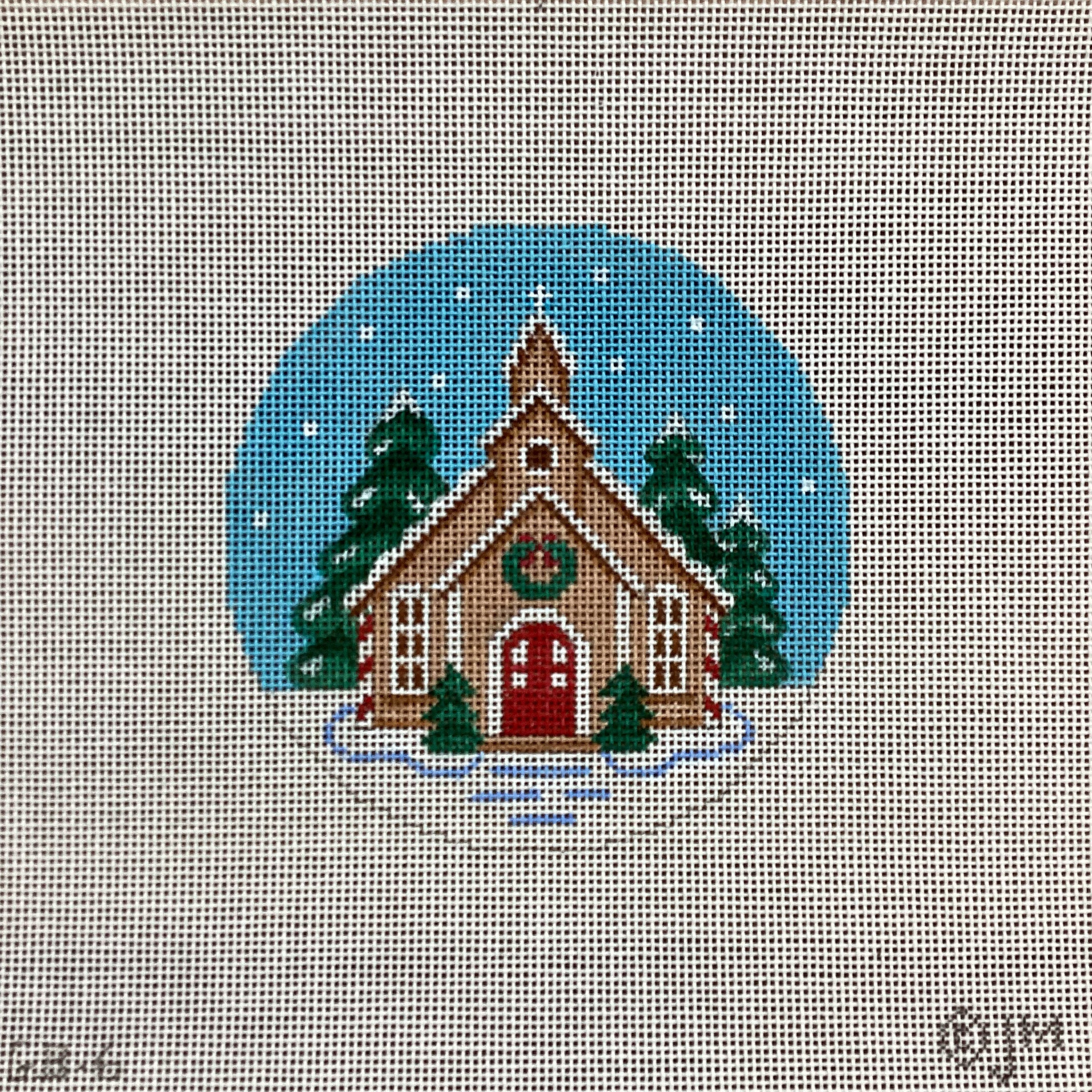 Church Round Canvas - KC Needlepoint