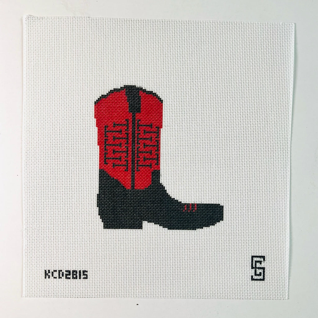 Red and Black Cowboy Boot Canvas