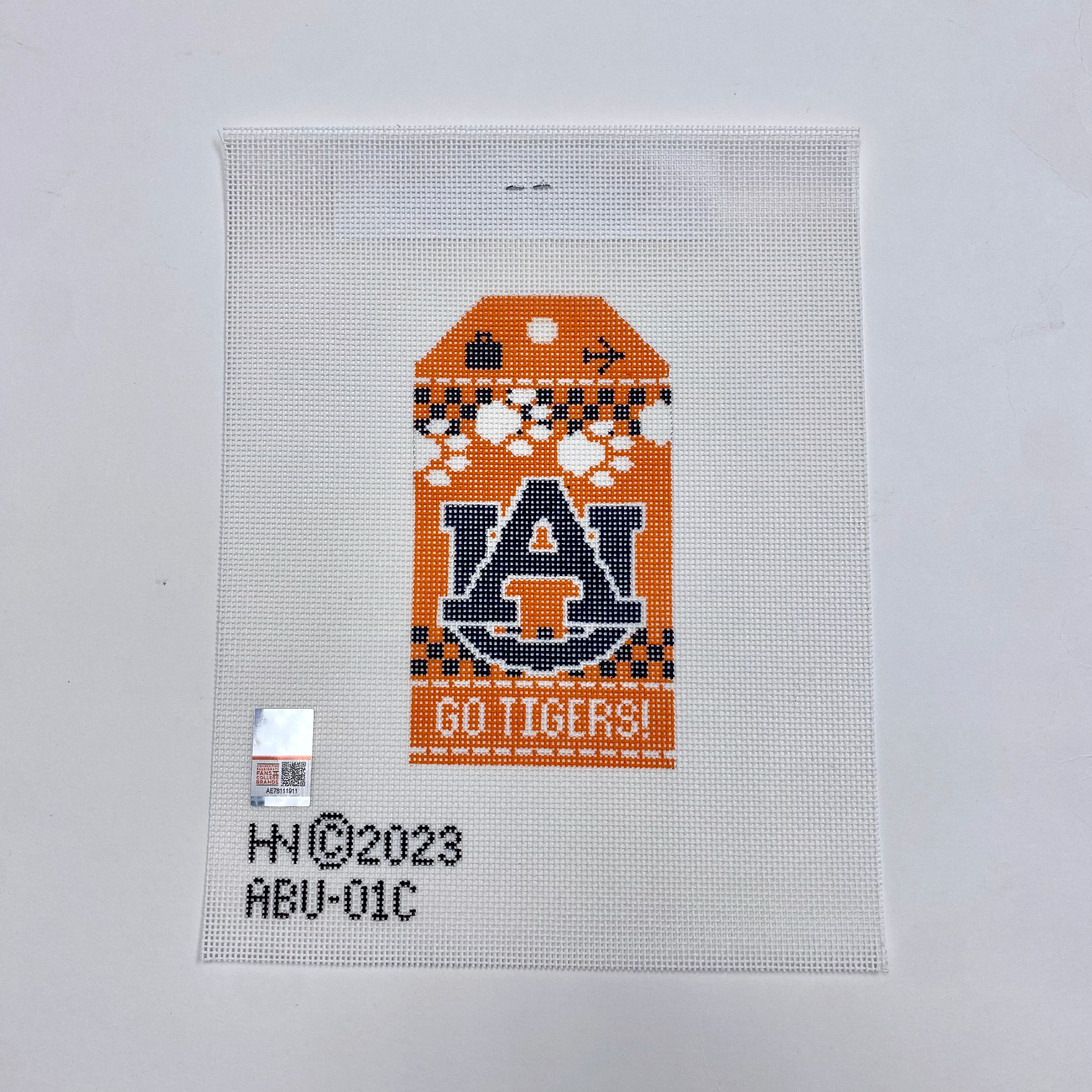 Auburn University Vintage Travel Tag Canvas - KC Needlepoint